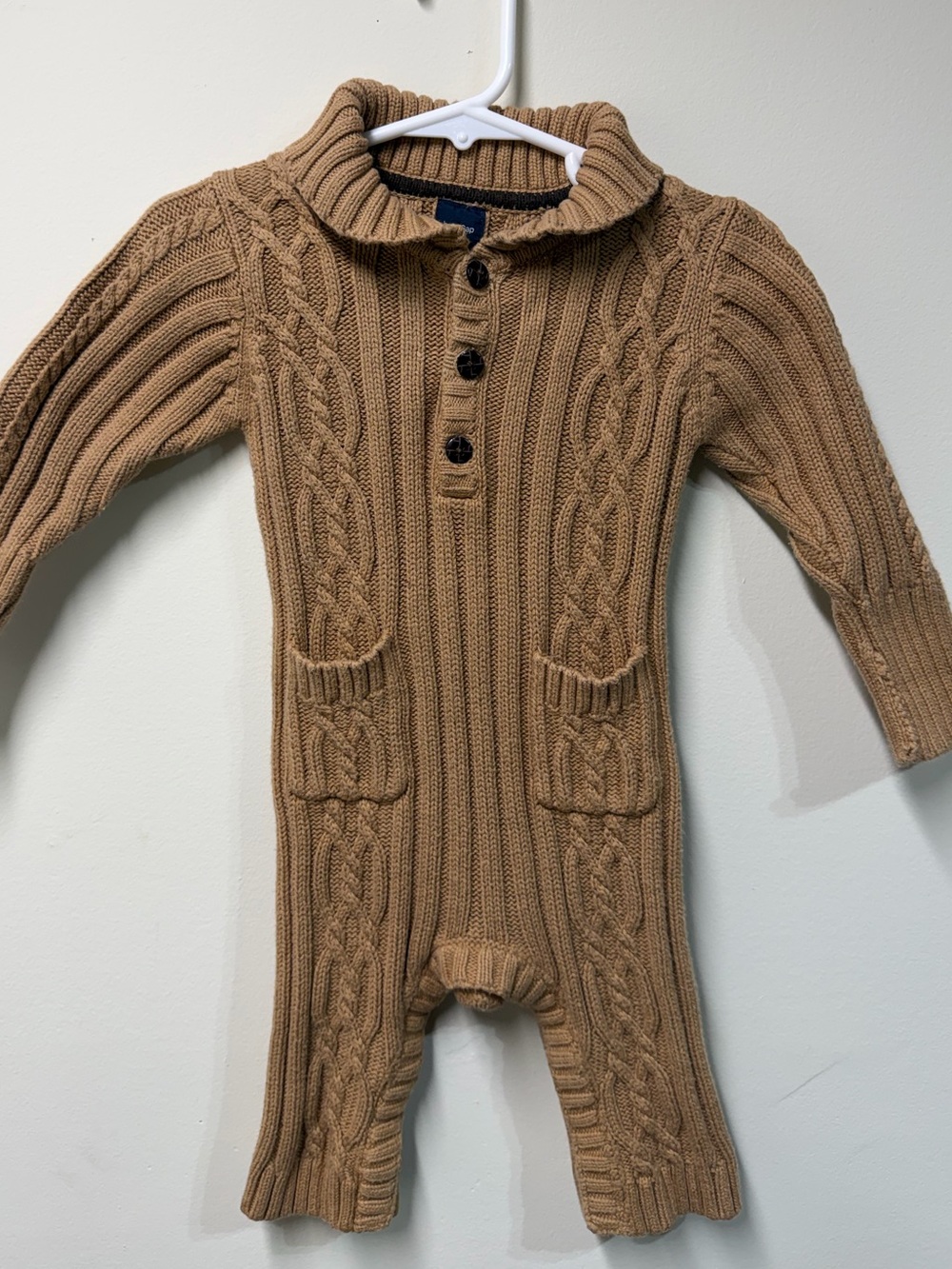 GAP Tan Cable Knit One-Piece Romper